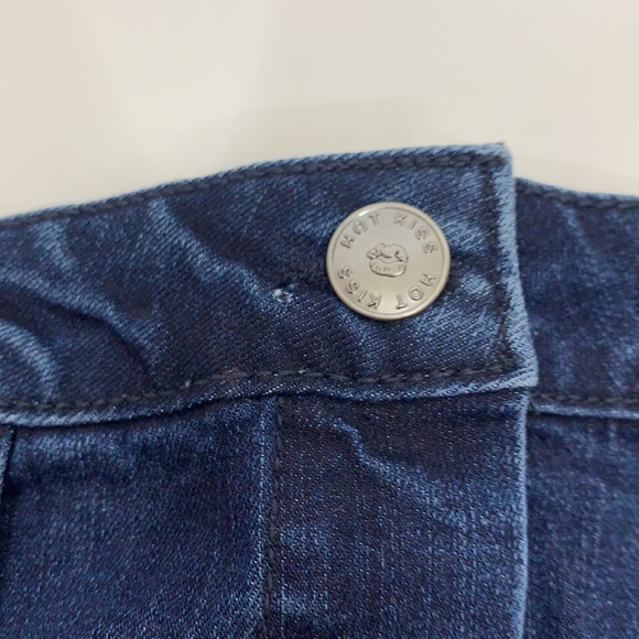 Hot Kiss Exposed Button Fly Fitted Mini Skirt Dark Faded Washed New Nwt Size 5 - Picture 12 of 15